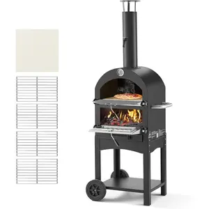 VEVOR Dual Fuel Pizza Oven Outdoor, 12 in Wood Fire Propane Gas Pizza Ovens, Portable Pellet Propane Pizza - Maker with Thermometer, Multi Fuel Pizza - Cook for Outside Patio Camping Backyard