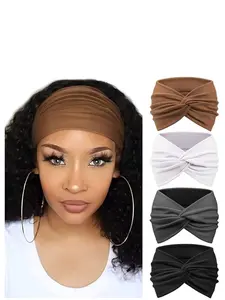 4pcs Boho Yoga Sports Headbands, Elastic Non-Slip Wide Sweat-Wicking Crossed Hair Bands for Women, Headbands for Workouts, Ideal for Yoga and Daily Use