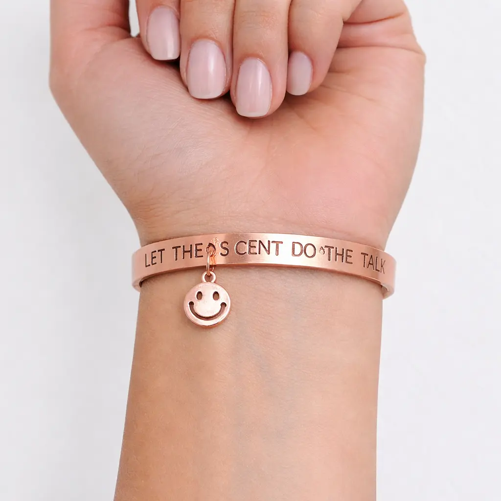 "Ladies, let the scent do the talking" Hand-stamped, high-quality copper bracelet