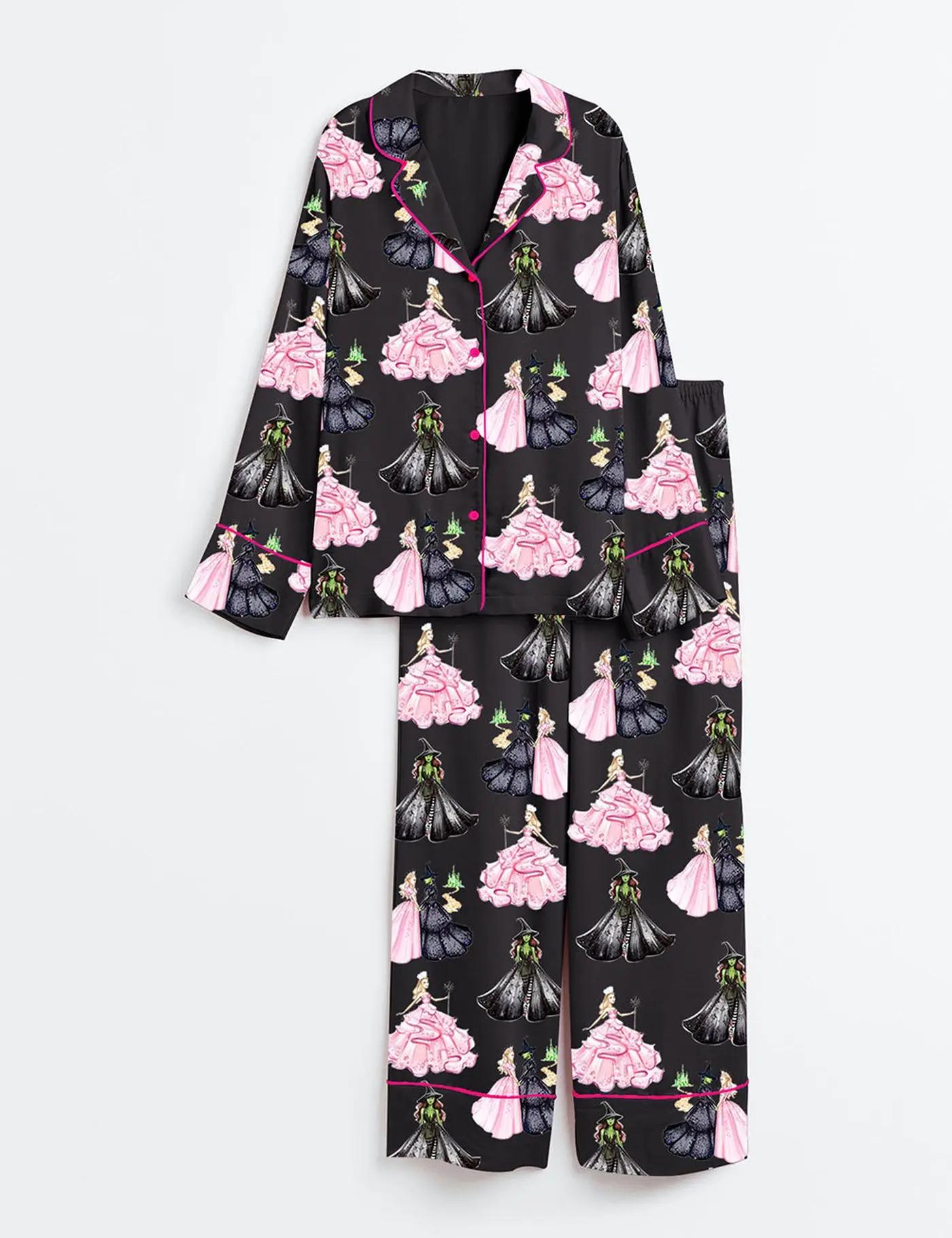 Women's Wicked Print Long Sleeve Satin Pajama Set