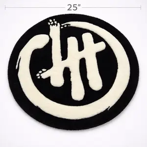 Handmade Tufted Round Rug 25” | Modern Black & White Wall Decor Rug