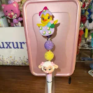 Cute Easter Fancy Pen with Adorable Duck and Sheep Charms for Kids Writing