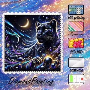 DIY 5D Velvet Diamond Painting Kit, AB Diamonds, Fairy Dust Diamonds, Crystal Diamonds Black Panther, Galaxy, Dream Diamond Embroidery, Special Craft Diamond Art Kit, Wall Decor, Gift for Family, Loved Ones, and Friends.