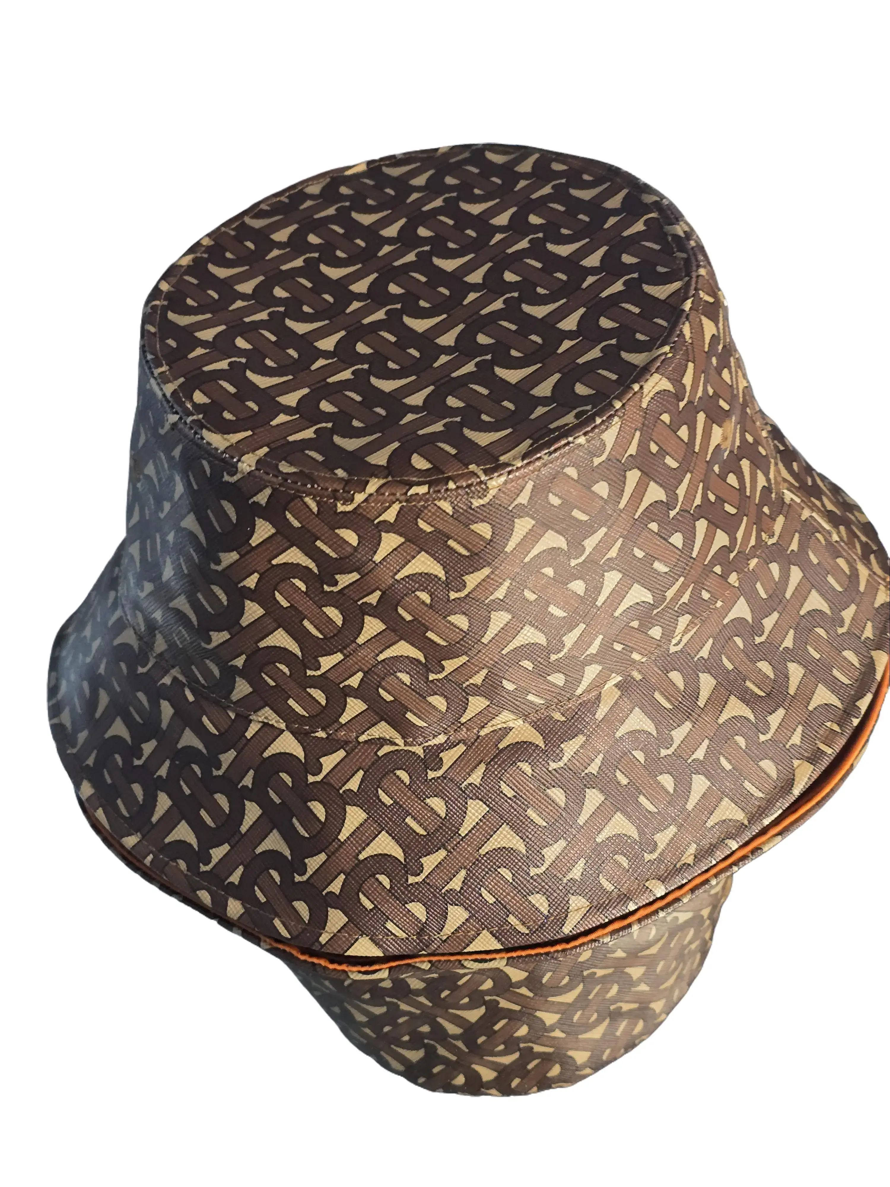 Pre-owned Burberry Brown Monogram Bucket Hat XL