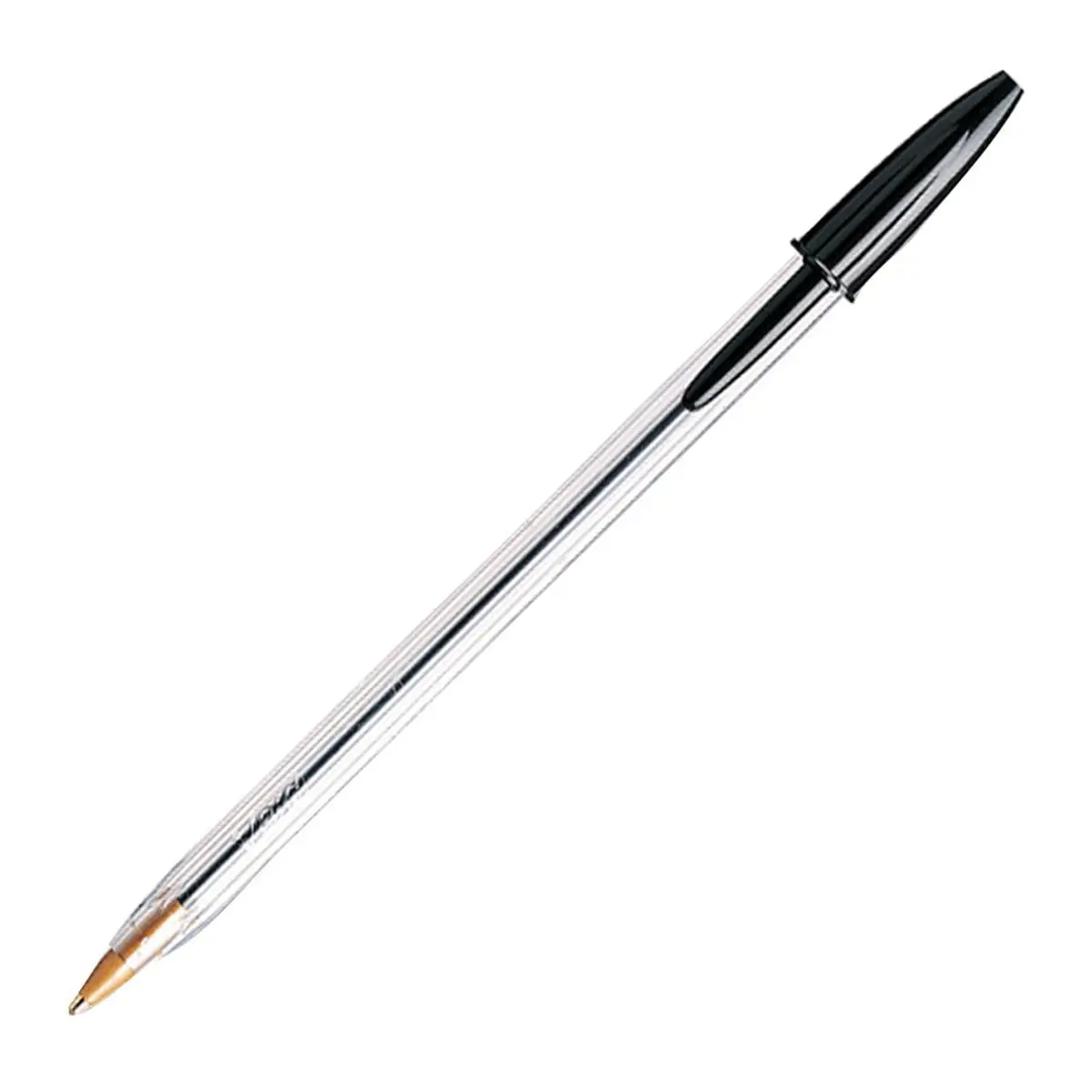 BIC Cristal Stick Ballpoint Pen - 027226, 1 mm Medium Tip, Black Ink, 12-Pack Boxed, Transparent Hexagonal Roll-Proof Plastic Barrel, Bold Lines, Comfortable Writing Experience (Office Stationery Writing Tool), Ball Point Pens & Refills