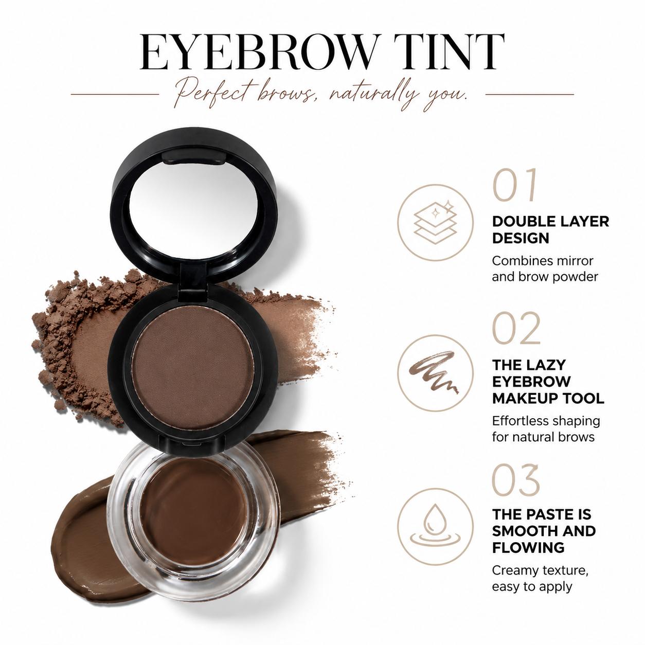 SHCOETY 2-in-1 Eyebrow Cream & Powder Single Unit - Waterproof Long-Wear Brow Makeup with Dual-End Tool, Brush Apply Capability & Mirror