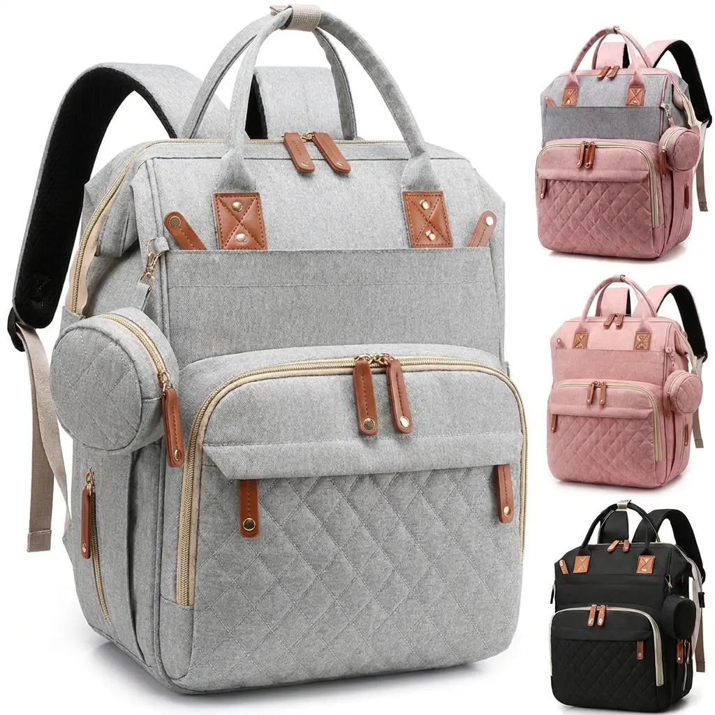 Unisex Diaper Bag Backpack for Parents, Large Baby Travel Bag with 16 Pockets, Changing Pad, and Pacifier Case