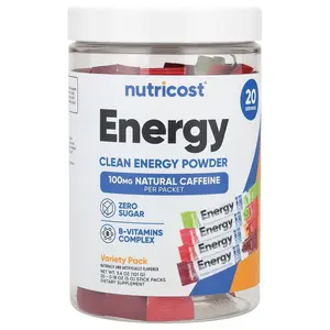 Nutricost Energy, Clean Energy Powder, Variety Pack, 20 Stick Packs, 0.18 oz (5 g) Each