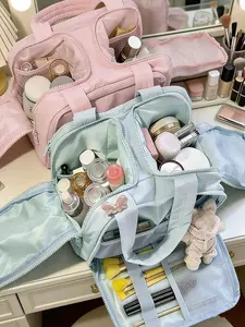 Holiday Haul Large Capacity Waterproof ToiletryBag, Travel Lightweight Large Wide-open TravelBag for Women, Travel Cosmetic Bags, Puffy Cosmetic Makeup BagOrganizer with Handle, Zip for Accessories,Essentials,Toiletries