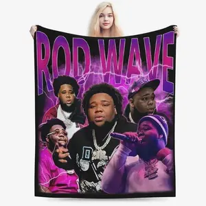 [HOT] Rod Wave Pattern Blanket, Soft Warm Flannel Throw Blanket, Cool Bedroom Bedding Blankets for Bed Couch Sofa Bedroom Living Room - Customer Favorite