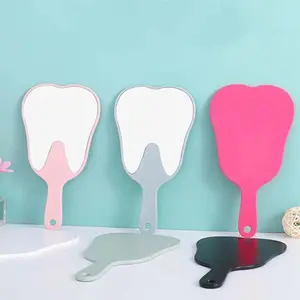 Simple Plastic Tooth-shaped Mirror High-definition Lightweight Handheld Sector Mirror Mini Portable Makeup Mirror Gift Mirror