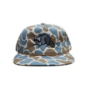 Pebble Raccoon Rope Hat in Pebble Camo Snapback Style with Embroidered Raccoon Design