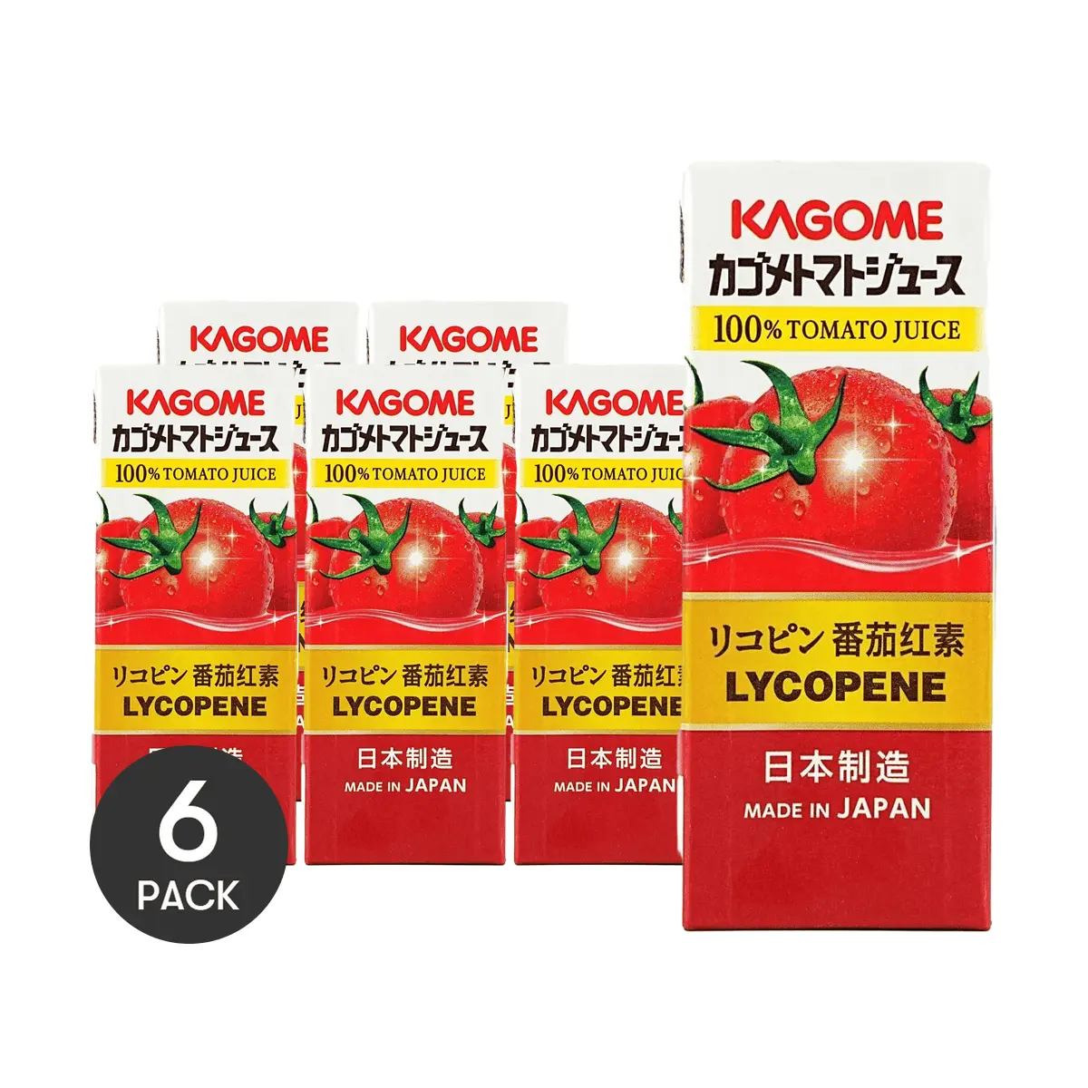 6 Pack KAGOME 100% Tomato Juice 6.76 fl oz Each - Japanese Vegetable Drink, No Additives