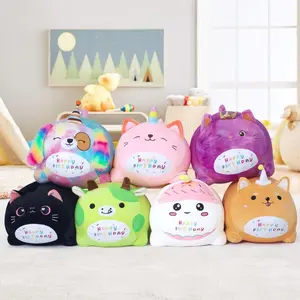Chubbyjoy 9.8" 15.7" Stuffed Animal Happy Birthday Plush Toy  Soft Cute Birthday Toys Cat, Dog, Unicorn
