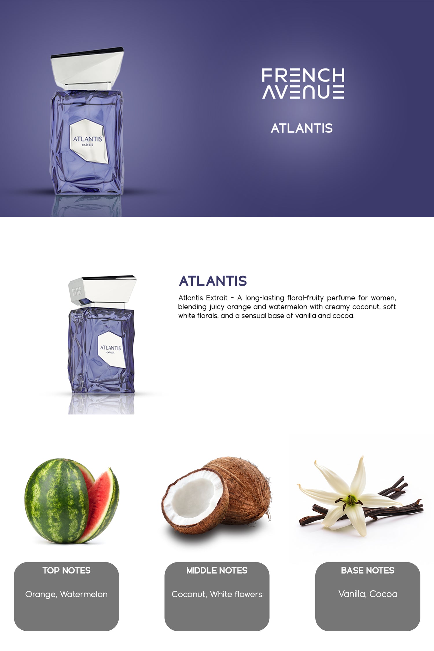 French Avenue Atlantis Extrait De Parfum 100ml (3.4oz) - A Fresh and Fruity Genderless Fragrnace