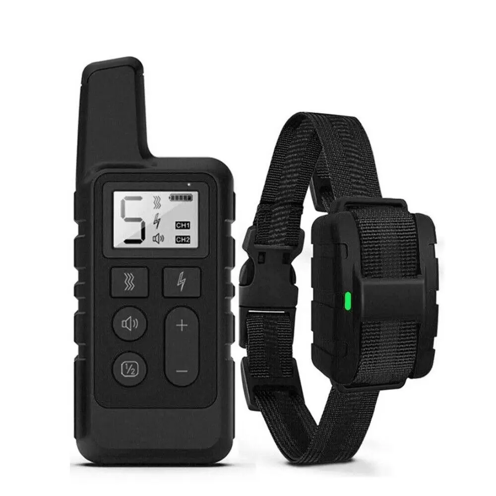 Black Rechargeable Shock Collar,  LCD Dog Training Collar with Remote, for Small Medium Large Dogs with Beep, Vibration, Safe Shock Modes (10-120 Lbs)