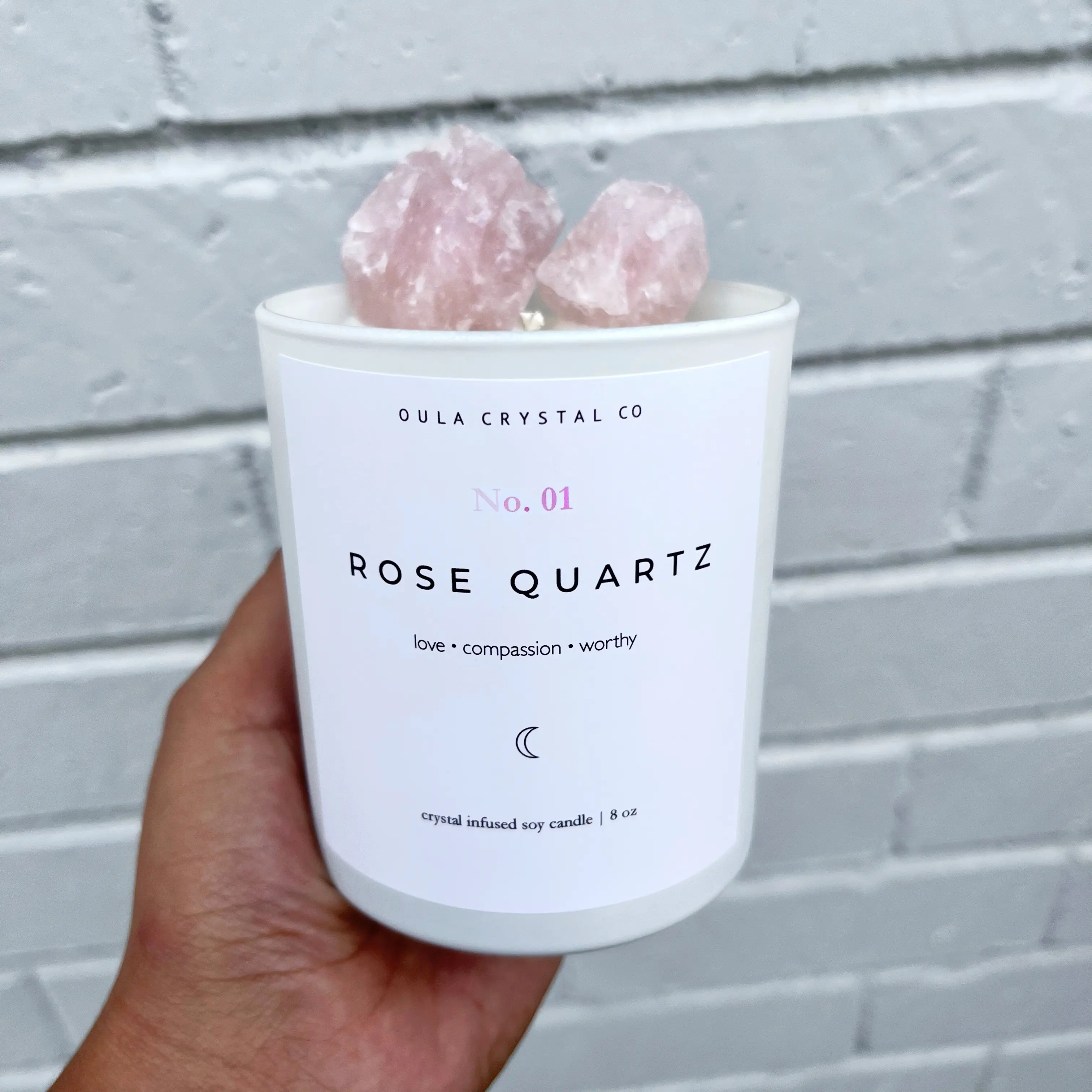 Rose Quartz Crystal Candle