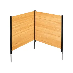 VEVOR Wood Privacy Fence, 38" W x 42" L, 2 Panel Solid Air Conditioner Fence Screen, Pool Equipment Enclosure with Metal Stakes, Easy DIY Installation, Outdoor Trash Can Hider for Garden Decoration