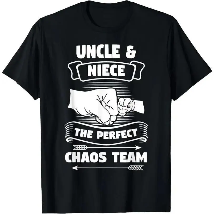 Men's Uncle & Niece Graphic Short-Sleeve T-Shirt - 100% Cotton Soft Round Neck Menswear Top, Regular Fit with Slight Stretch, Simple Fitness Casual Gift for Godfathers, One Size