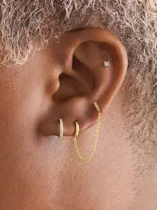 3 Piece Women's Cute Copper Inlaid Zircon Ear Studs Set, Elegant Jewelry for Daily Wear and Gift Giving, Zircon Stud Earrings