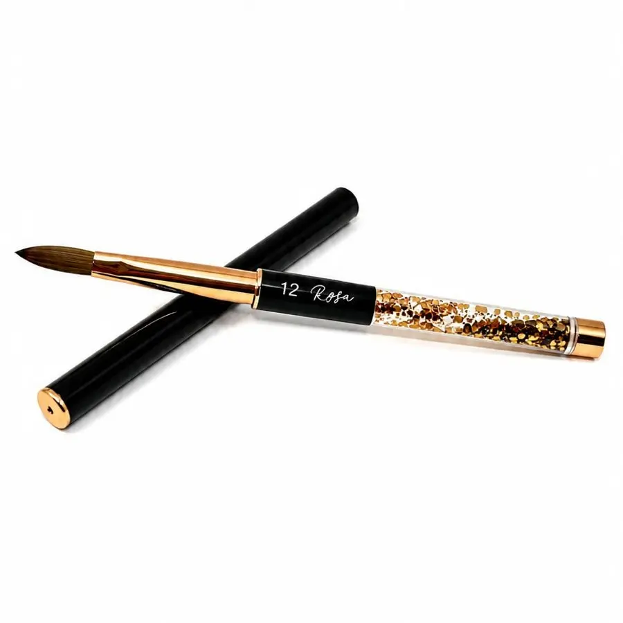 Professional Acrylic Nail Brush with Crystal handle - Kolinsky Brush Crimped