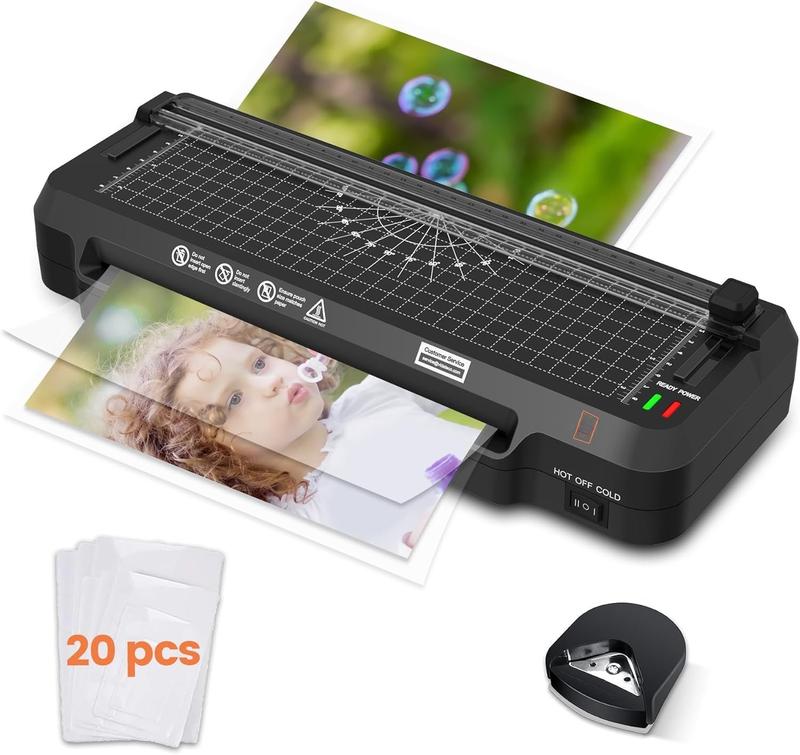 4 in 1 Laminator Machine 9-inch Laminating Machine,2-Min Preheat,Thermal Cold Laminator with Laminating Sheets 20 count,Built-in Paper ,Corner Rounder,Lamination for  School