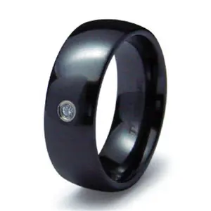 EWC R40035-100 Classical Dome Ceramic CZ Ring - Size 10