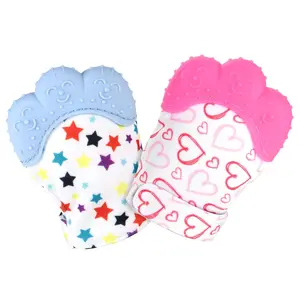 2Pack Silicone Teething Mitts - Soothing Infant Teething Mitten, Safe for 0-12 Months, Prevents Scratches, Safe Silicone Toys