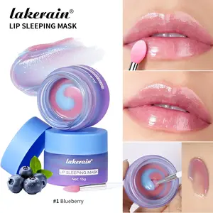 Lakerain Hydrating Moisturizing Lip Sleeping Mask, Dual-Tone Lip Mask with Shea Butter & Fruit Extracts, Deeply Moisturizes & Nourishes Lips, Contains Vitamin E for Lip Care, 4 Fruit Scents, Ideal for Night-time Lip Care/Daily Use, Lip Treatment