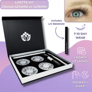 Lisette Kit - Lash Kit by Le Reve Beauté - DIY Lash Extension Kit with False Eyelashes 12mm, 14mm, 16mm at-home eyelash extensions waterproof natural