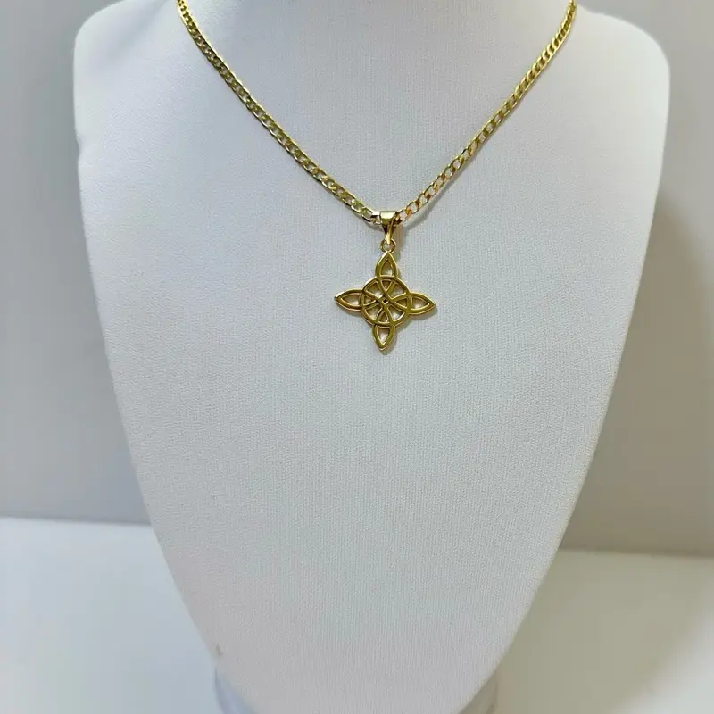 Angeline Lorn Necklace Cuban Chain 3mm Nudo Pendant 14k Gold Lamido 14k Layers Real Gold High Quality Daily Wear