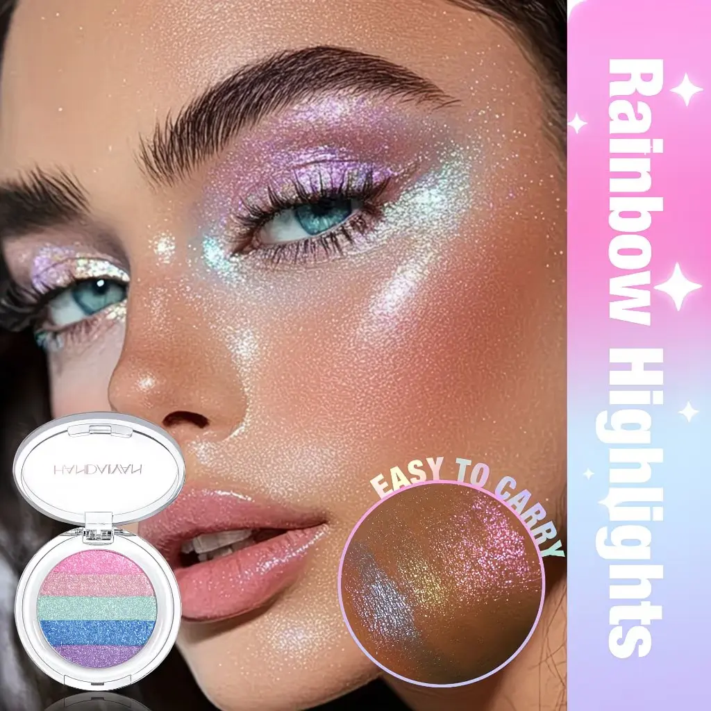 Radiant Multicolor Glitter Eyeshadows & Highlighter Palette - Gentle Chameleon Pearl Finish, Ultra-Soft Creamy Texture, Waterproof, Glossy, Tone Correction, Flawless Look for Cheekbones & Under Eye Makeup, Cosmetic