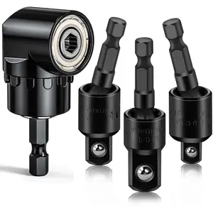 Flexible Drill Bit Extension Set with Right Angle Attachment, 360 °   Rotatable 1/4 3/8 1/2" Impact Grade Socket Adapter Sets for Cordless Drill & Screwdriver, Power Drill & Driver