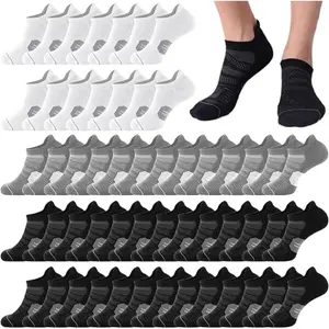 Unisex 6-Pairs Black Low-Top Padded Soft Comfy Socks for Casual Daily & Running Use, All-Season Ankle Socks, 6Pairs Black, Casual Daily Socks