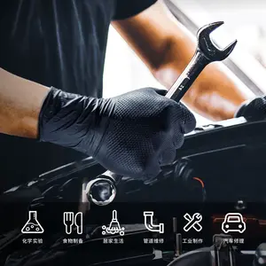 Diamond Patterned Disposable Nitrile Gloves for Home Vehicle Maintenance Protective Cleaning Gloves