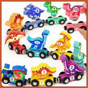 Vanmor Wooden Dinosaur Train Set for Toddlers - Magnetic Dinosaur Toys and Number Train, Perfect for Toddler Activities, Birthdays and Educational Toys Easter Basket Stuffers for Boys Aged 3-5(Gag Toys & Practical Jokes)(Gag Toys & Practical Jokes)