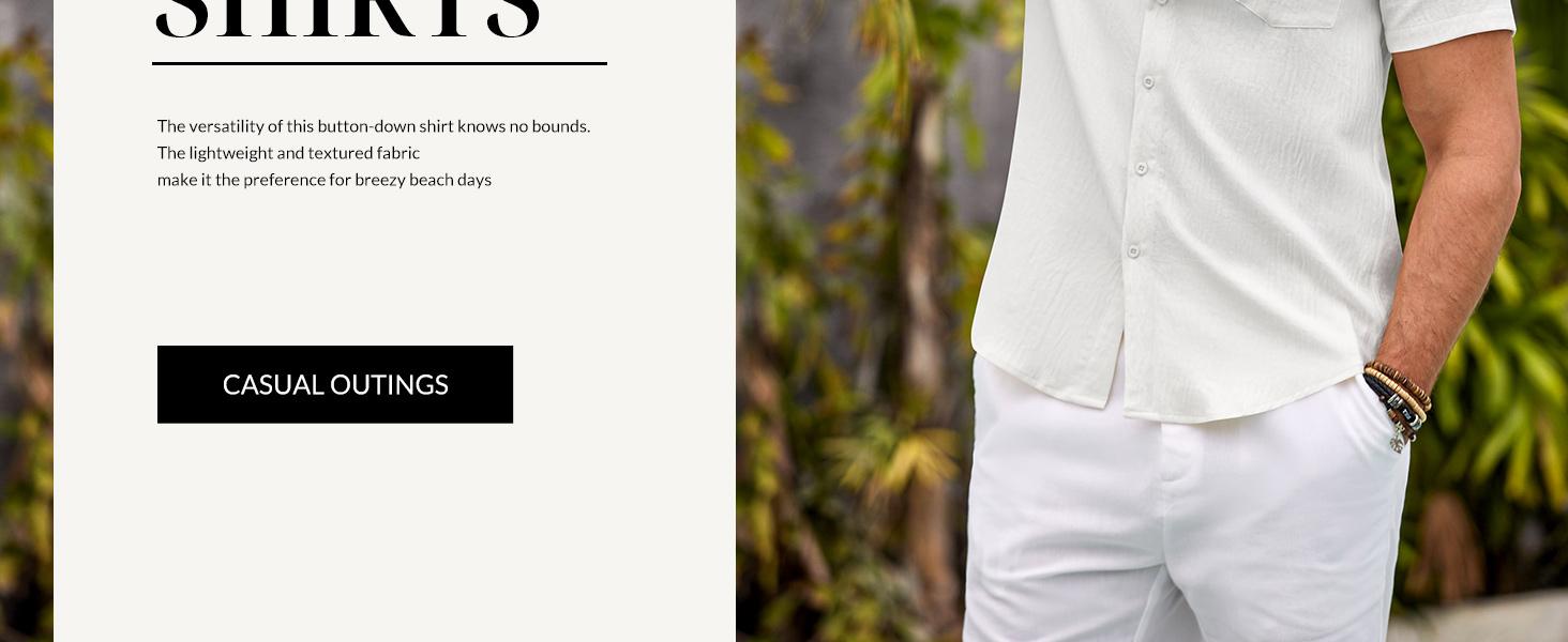 COOFANDY Mens Button Down Short Sleeve Shirt Casual Shirts Summer Beach Textured Shirts with Pocket