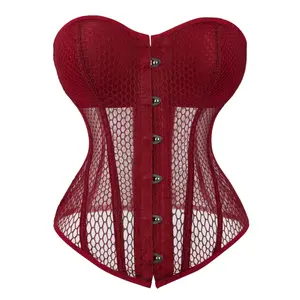 Women´s Corset, Sexy Court Sheer Breathable Waist Shaping Bustier Top With Bra Cups for Wedding Dating Costume Party Photography