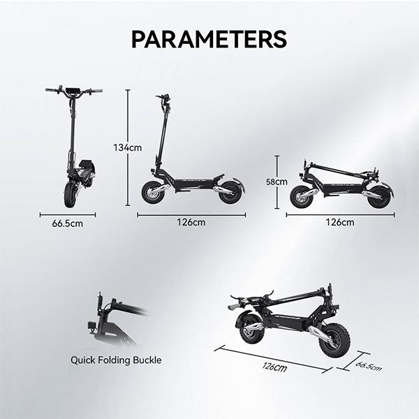 OOTD T10 Scooter for Adults, 48V 18AH Battery Up to 46 Miles Long Range & Powerful Motor, 34 MPH Max Speed, 11 Inch All-Terrain Tires Folding Commuter E Scooter with Dual Suspension & LCD Display
