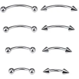 Eyebrow Piercing  Surgical Steel Curved Barbell  Eyebrow Ring Vertical Labret Lip  Ear Rook Navel Small  Button Ring for Women Men 20g 16g 6mm/8mm/10mm/12mm