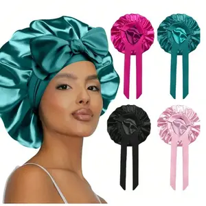 Solid Color Heatless Satin Bonnet, 1 Count Elastic Strap Style Silk Smooth Hair Care Bonnet, Casual Home Daily Hair Care Bonnet for Women & Girls, Adjustable Satin Bonnet