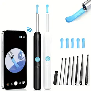 Smart Visual Ear Spoon Kit for Adults, Includes 6 Ear Tips & 8 Picks, Ideal for Smartphone & Tablet Use, Built-In Battery Included