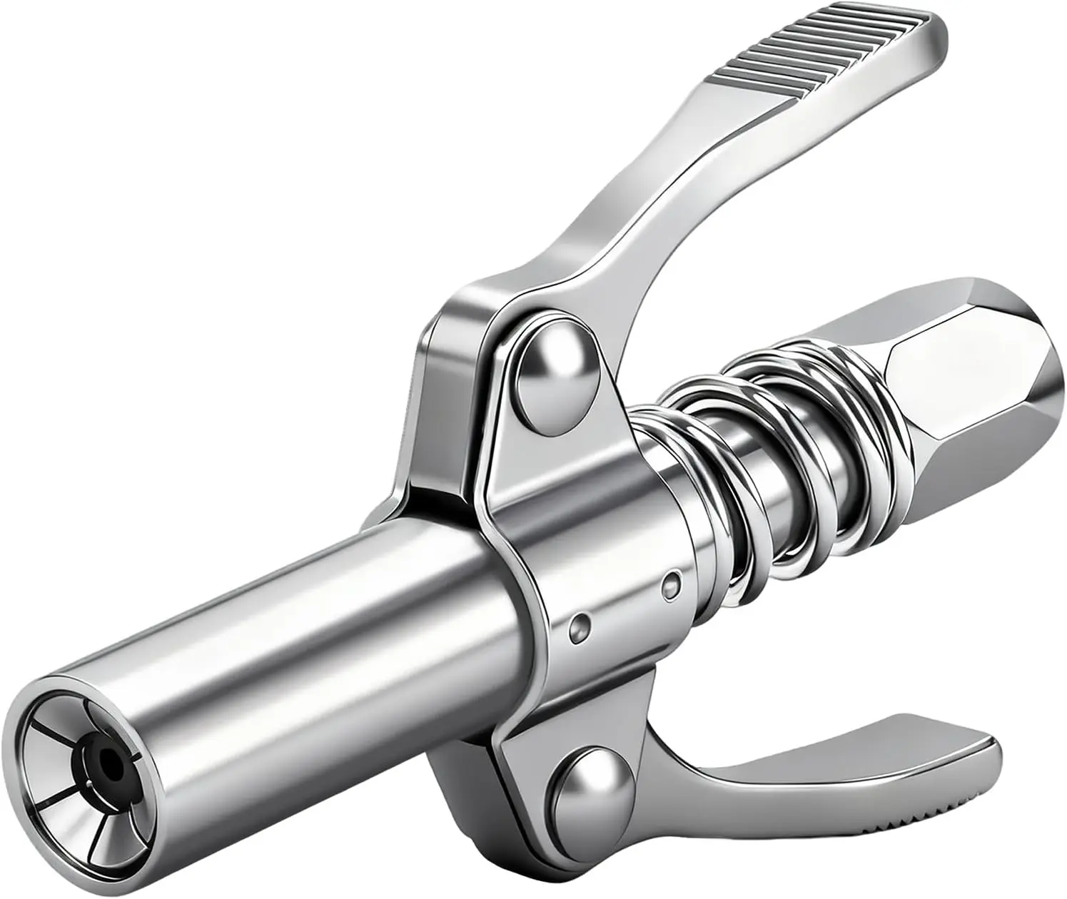 12000 PSI High Pressure Grease Gun Coupler, 1/8" NPT Dual Handle Lock-On Head, Leak-Proof Universal Coupler Fits Standard & Metric Zerk Fittings for Automotive, Truck, Tractor