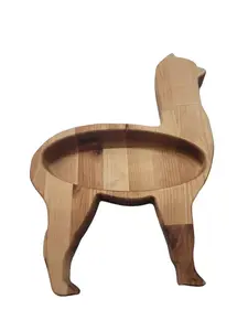 Alpaca Snack Bowl - Solid Hardwood Shaped Tableware for Kids - 15.5" Tall 12" Wide 1.5" Thick - Food Safe Catch-All Dish