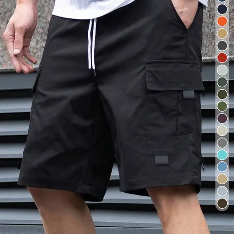 Men's casual fashion trend five-point pants, multi-pocket and drawstring adjustment waistband design, suitable for work, street activities, dating, afternoon tea, outdoor sports, the perfect choice for summer wear  Trouser