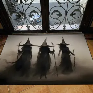 Halloween Witch Door Mat, Soft Plush Non-Slip Carpet, Pet Friendly, Casual Style, Ideal for Entryway, Living Room, Bedroom