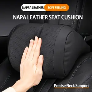 Luxury Auto Neck Pillow - Ease Discomfort for Road Trips & Daily Commutes, Soft Nappa Leather with Detachable Cover & Adjustable Straps