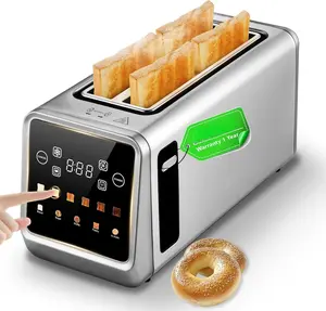Toaster 4 Slice, Touch Screen, Digital Toasters with 6 Browning Levels & 5 Bread Types, Bagel, Extra Long Wide Slots, Memory Function, Timer, 1400W, Stainless Steel