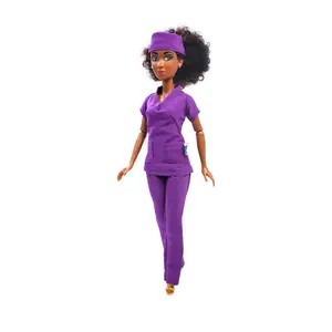 11.5 Inch Doll Doctor Scrubs Purple - Fresh MD Nurse Uniform Fashion Pack