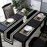5/7 piece dining table mat set, insulation mat, Placemat, Table placemats, Rectangle, with white border and black pattern, suitable for kitchens, dining tables, living rooms, indoor and outdoor